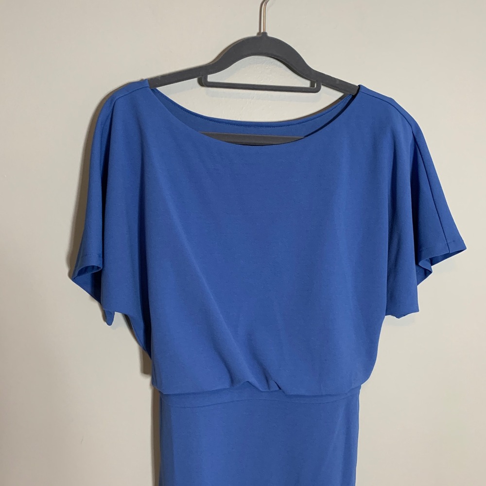 Andrew Marc Blue Dolman Sleeve Midi Dress With‎ Tie Waist Size 8 - Picture 2 of 9